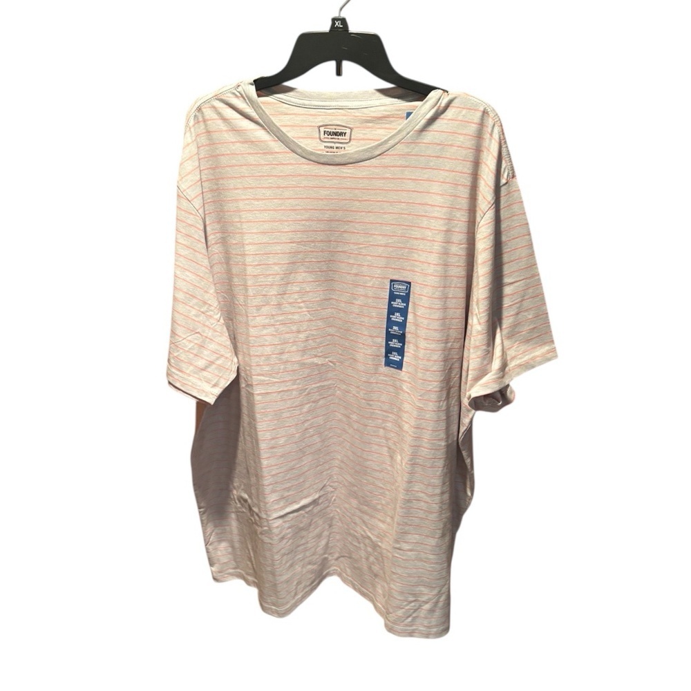 Foundry Men's Crewneck Short Sleeve T-shirt in Gray Pink Stripe 3XL NWT